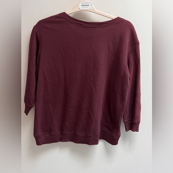 WILT Women’s Burgandy Crewneck Three Quarter Sleeve Sweatshirt - Size Medium - Picture 3 of 8